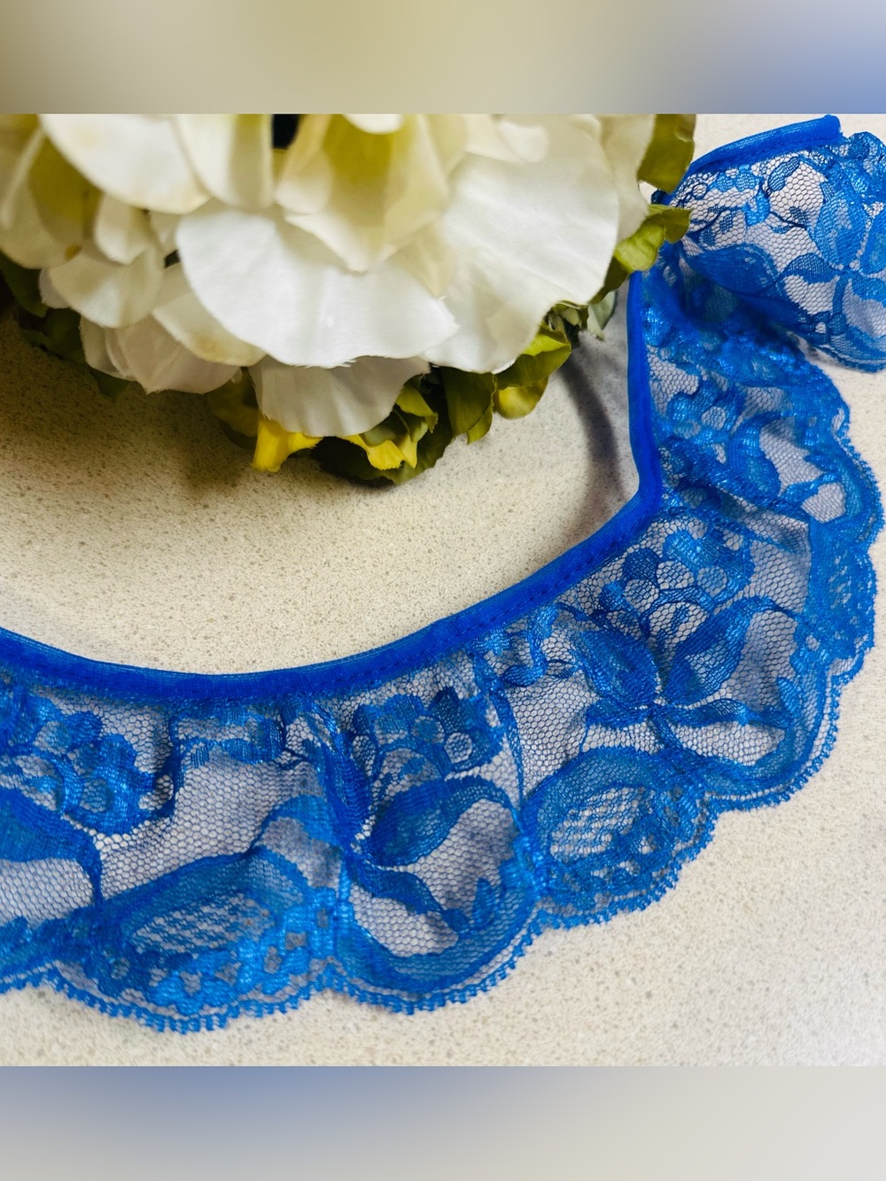 Royal Blue Ruffled Floral Lace Trim Scalloped Edge 2.5” Inch Wide 3 Yards